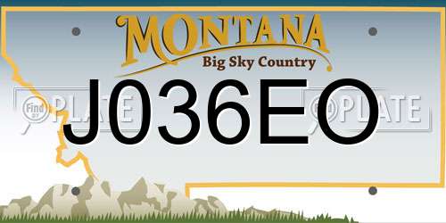 J036EO Montana License Plate