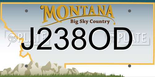J238OD Montana License Plate