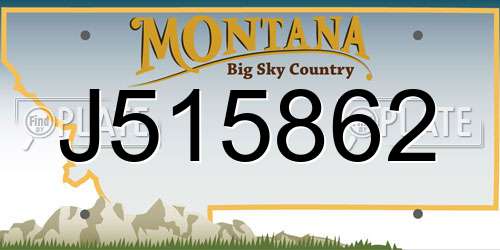 J515862 Montana License Plate