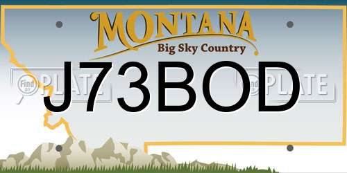 J73BOD Montana License Plate