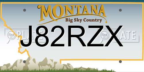 J82RZX Montana License Plate