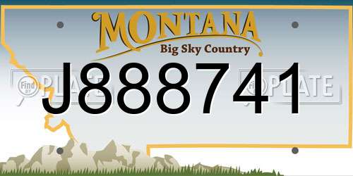 J888741 Montana License Plate