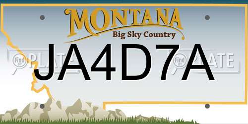 JA4D7A Montana License Plate