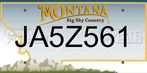 JA5Z561 Montana License Plate