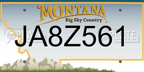 JA8Z561 Montana License Plate