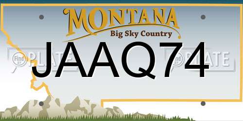 JAAQ74 Montana License Plate