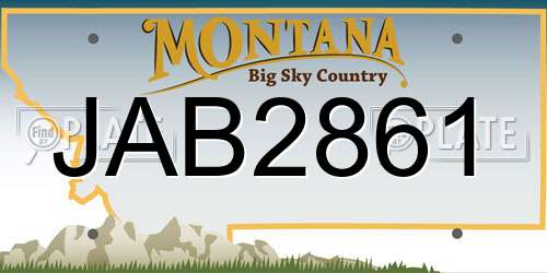 JAB2861 Montana License Plate