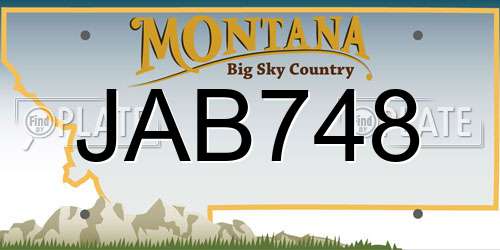 JAB748 Montana License Plate