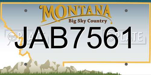 JAB7561 Montana License Plate