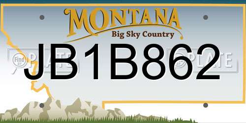 JB1B862 Montana License Plate