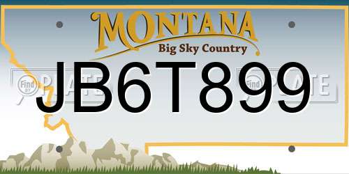 JB6T899 Montana License Plate