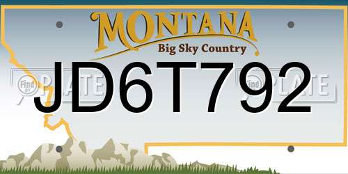 JD6T792 Montana License Plate