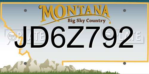JD6Z792 Montana License Plate