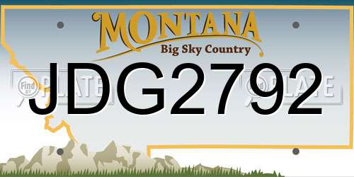 JDG2792 Montana License Plate