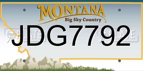 JDG7792 Montana License Plate