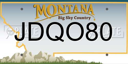 JDQO80 Montana License Plate