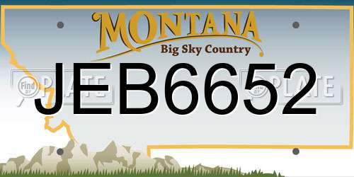 JEB6652 Montana License Plate