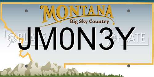 JM0N3Y Montana License Plate