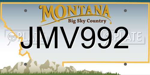 JMV992 Montana License Plate