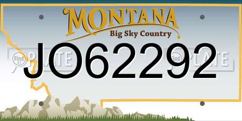 JO62292 Montana License Plate