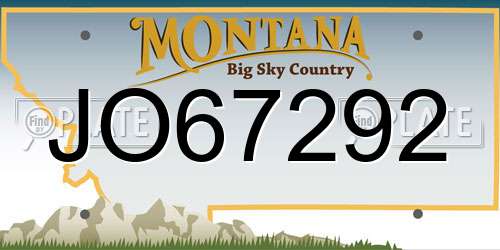 JO67292 Montana License Plate