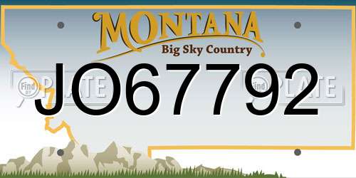 JO67792 Montana License Plate