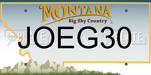 JOEG30 Montana License Plate