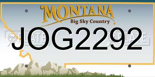 JOG2292 Montana License Plate