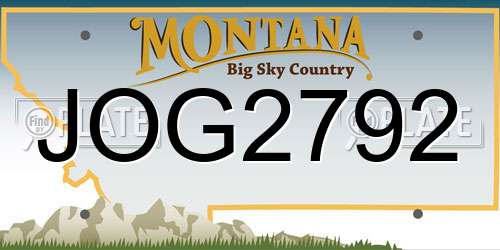 JOG2792 Montana License Plate