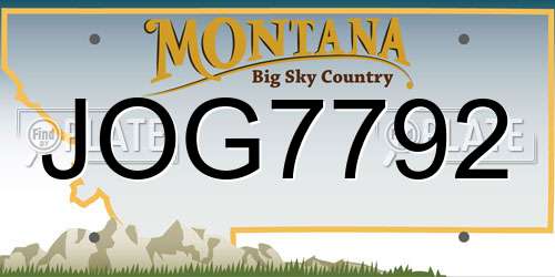 JOG7792 Montana License Plate
