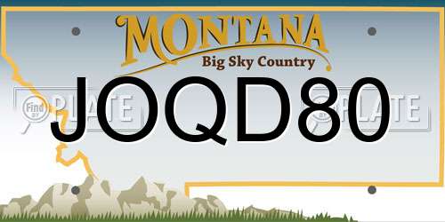 JOQD80 Montana License Plate