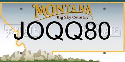 JOQQ80 Montana License Plate