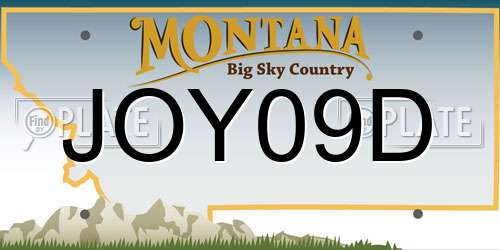 JOY09D Montana License Plate