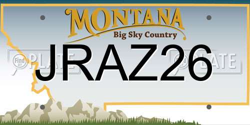 JRAZ26 Montana License Plate