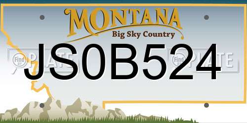JS0B524 Montana License Plate