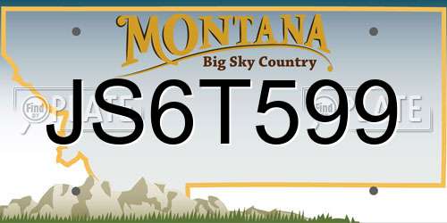 JS6T599 Montana License Plate