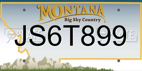 JS6T899 Montana License Plate