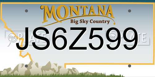 JS6Z599 Montana License Plate