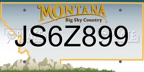 JS6Z899 Montana License Plate