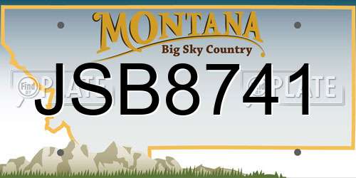 JSB8741 Montana License Plate