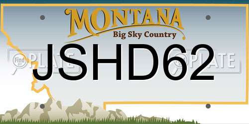 JSHD62 Montana License Plate