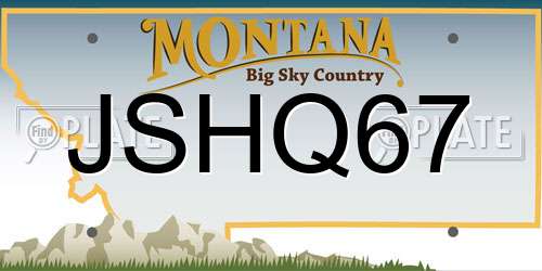 JSHQ67 Montana License Plate