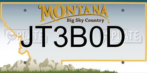 JT3B0D Montana License Plate