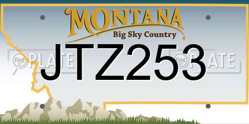 JTZ253 Montana License Plate