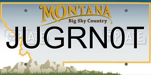 JUGRN0T Montana License Plate