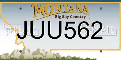 JUU562 Montana License Plate