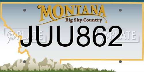 JUU862 Montana License Plate