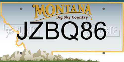 JZBQ86 Montana License Plate