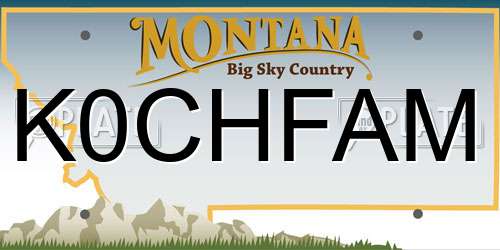 K0CHFAM Montana License Plate