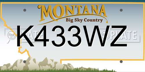 K433WZ Montana License Plate